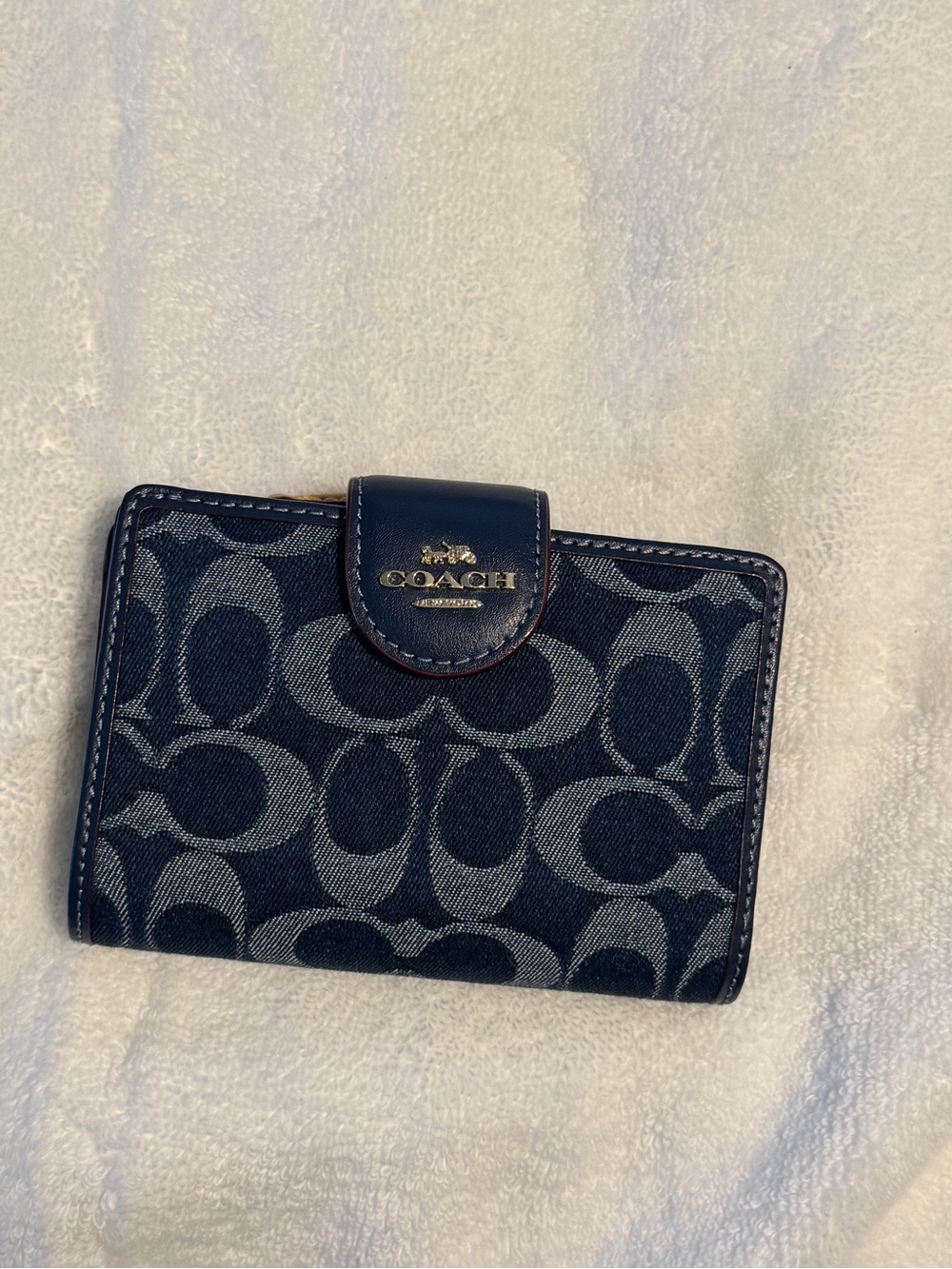COACH Signature Canvas Wallet in Navy, Denim